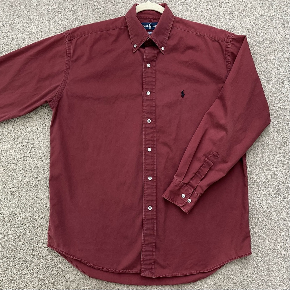 Ralph Lauren Blake Rust /Burgundy Fall Oxford Shirt- Oversized Polo Button Down - Picture 7 of 17